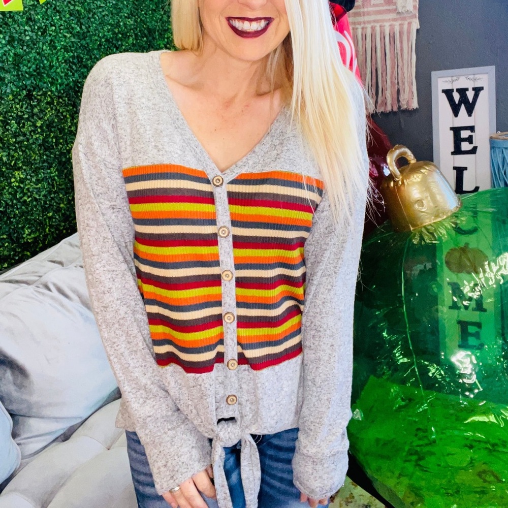 Boutique striped knot top nwt
